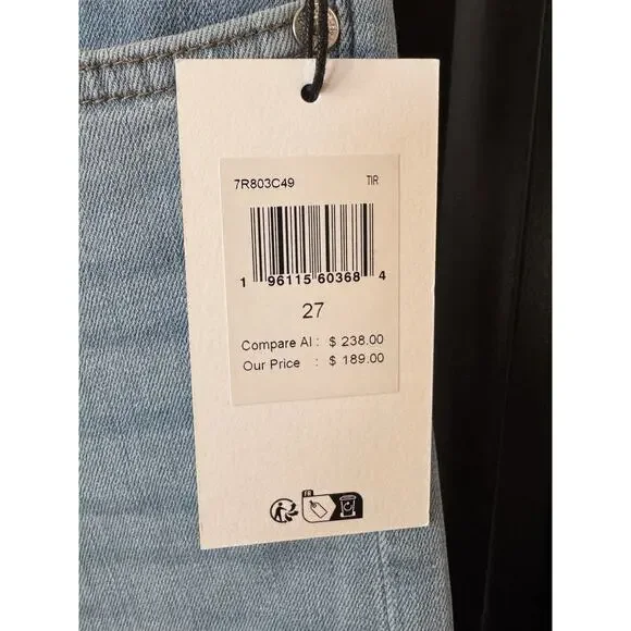 7 For All Mankind Alexa Cropped Trouser Wide Leg Jeans Women's Size 27 - Picture 2 of 9